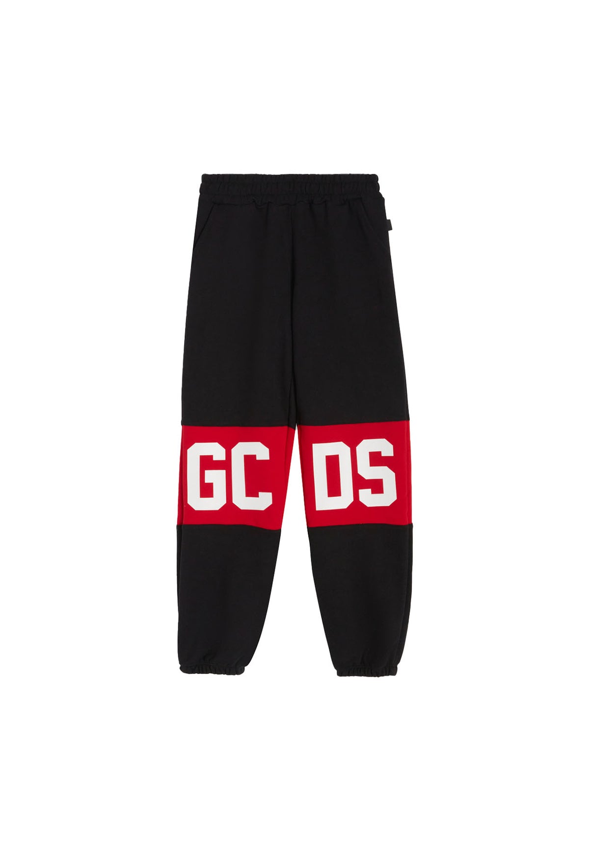 Pantalone sportivo bambino GCDS nero/rosso in cotone
