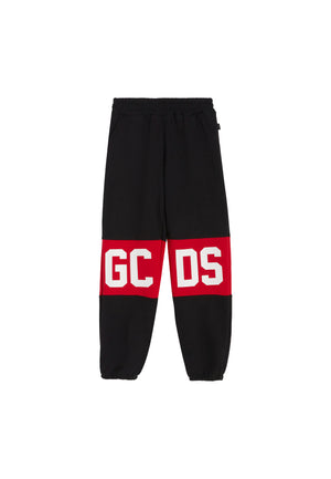 Pantalone sportivo bambino GCDS nero/rosso in cotone