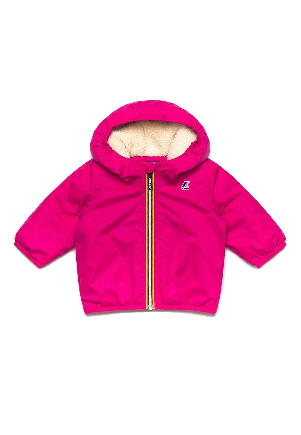 Giubbino neonata K--Way E. Le Vrai 4.0 Claudine orsetto fucsia in nylon