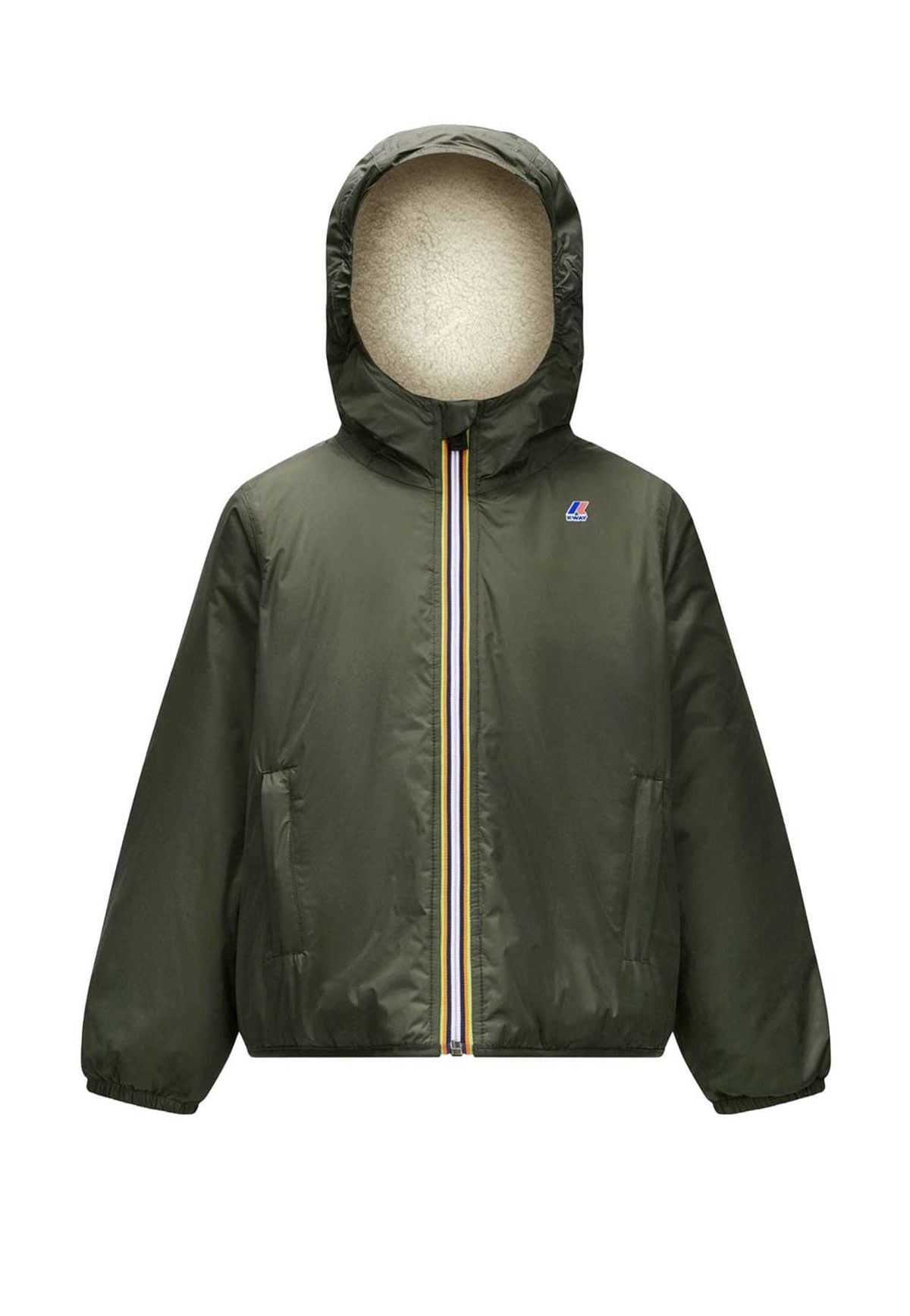 Giubbino bambino K-Way P. Le Vrai 4.0 Claude orsetto verde in nylon | ViaMonte Shop