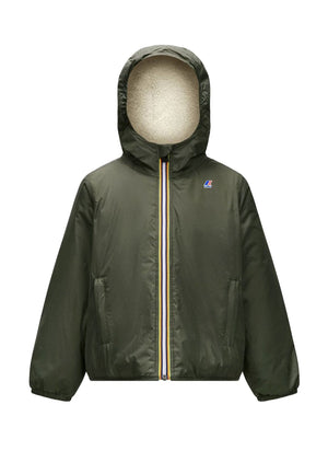 Giubbino bambino K-Way P. Le Vrai 4.0 Claude orsetto verde in nylon | ViaMonte Shop