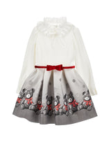 Vestito bambina Monnalisa panna/grigio in neoprene
