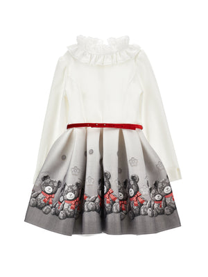 Vestito bambina Monnalisa panna/grigio in neoprene
