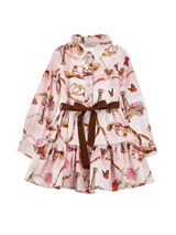 Vestito chemisier bambina Monnalisa rosa in cotone