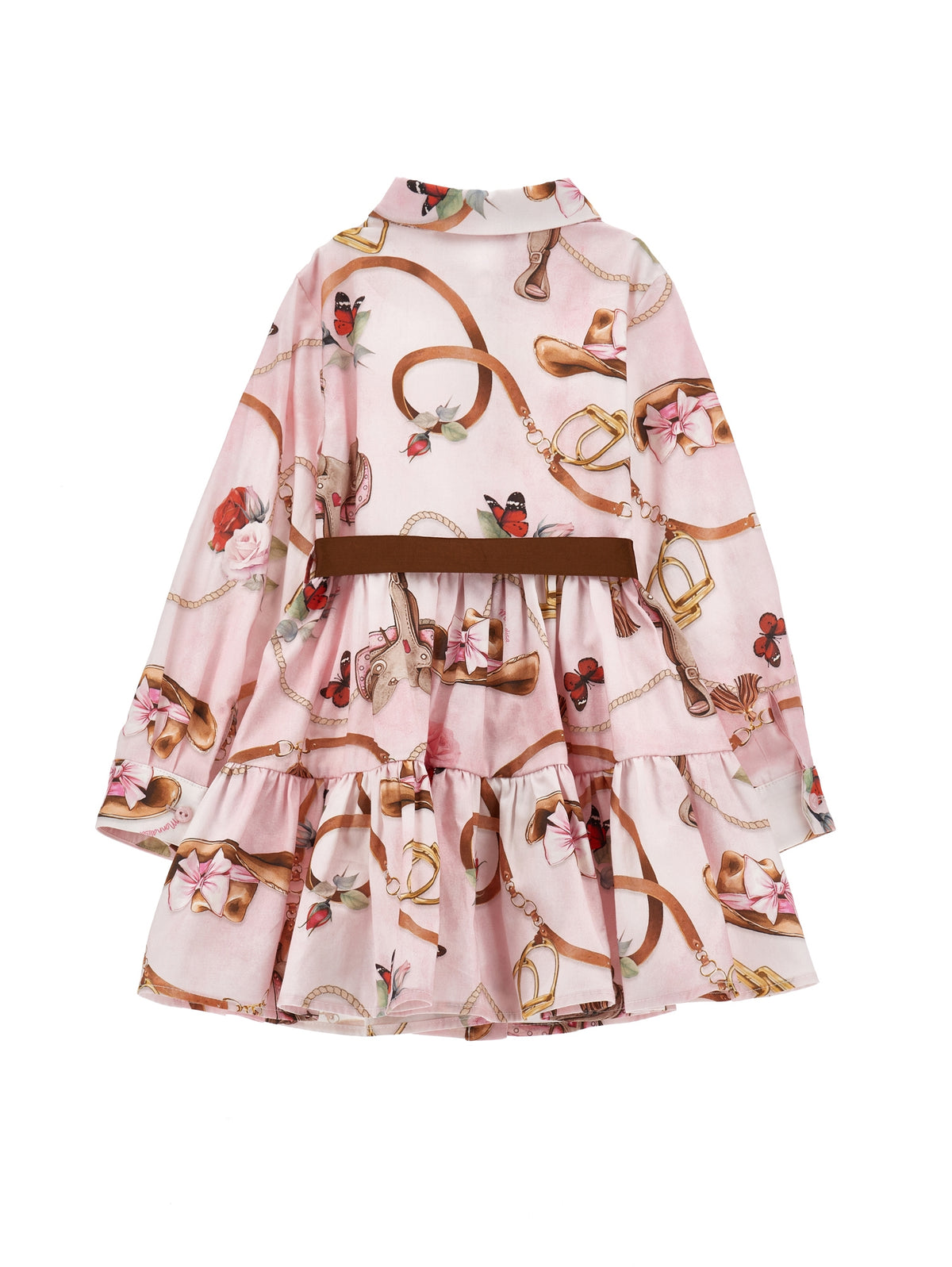 Vestito chemisier bambina Monnalisa rosa in cotone