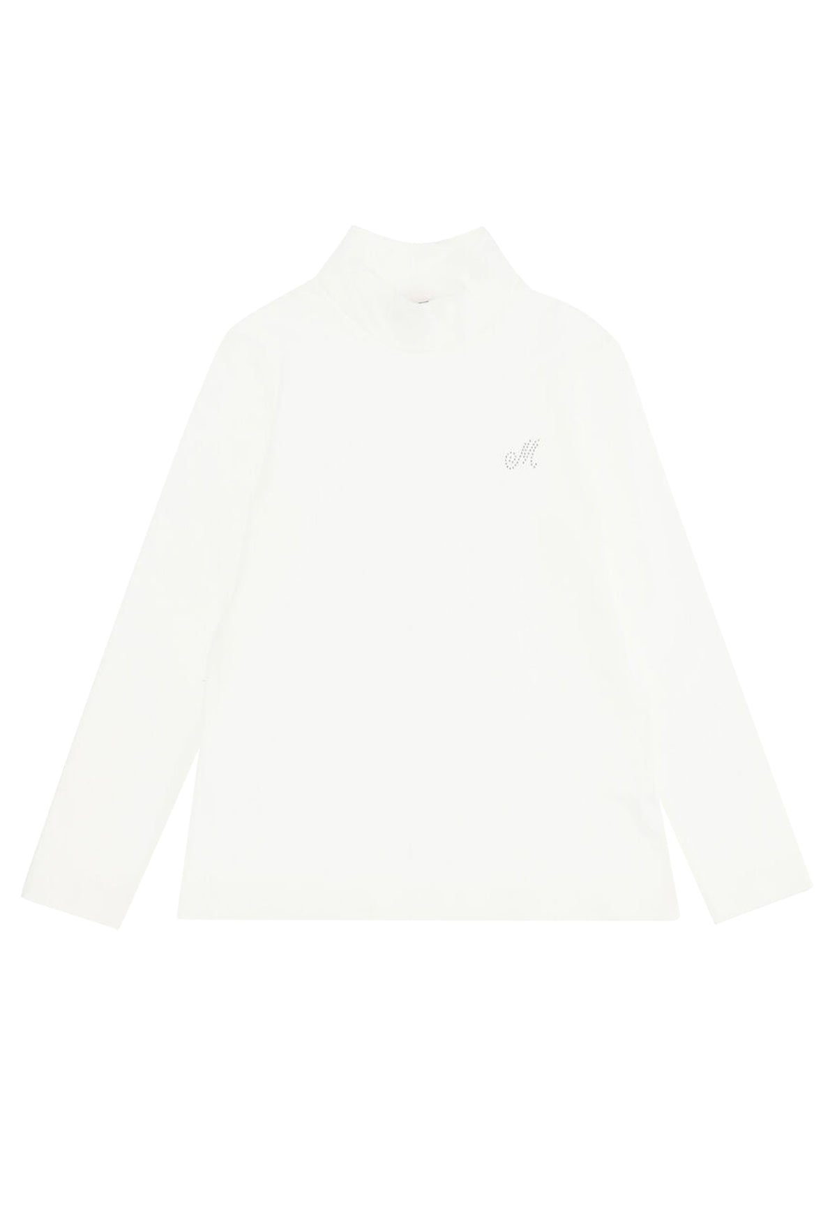 Maglia lupetto bambina Monnalisa bianca in cotone | ViaMonte Shop