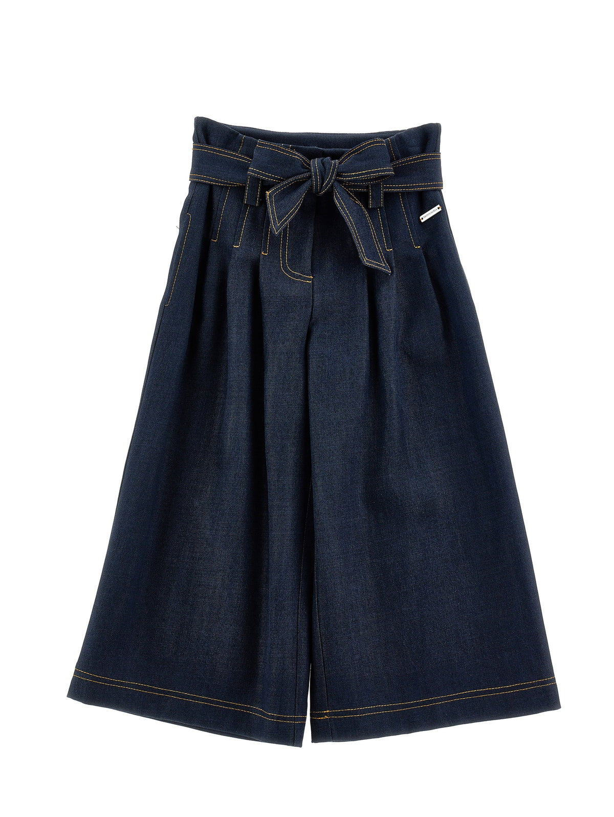 Pantalone culotte bambina Monnalisa blu in denim di cotone