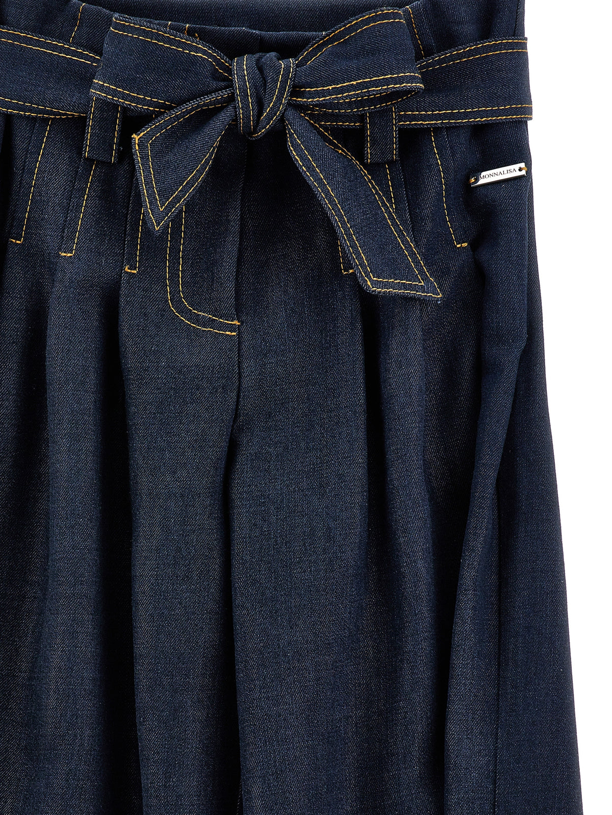 Pantalone culotte bambina Monnalisa blu in denim di cotone