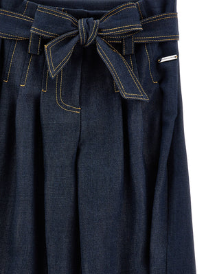 Pantalone culotte bambina Monnalisa blu in denim di cotone