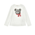 T-shirt bambina Monnalisa panna/grigio in jersey di cotone