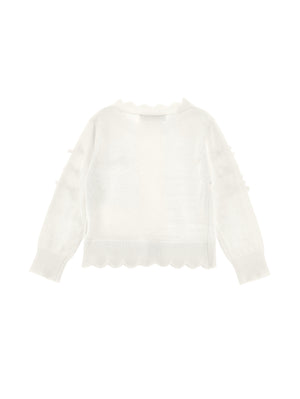 Cardigan bambina Monnalisa panna in misto cotone e lana | ViaMonte Shop