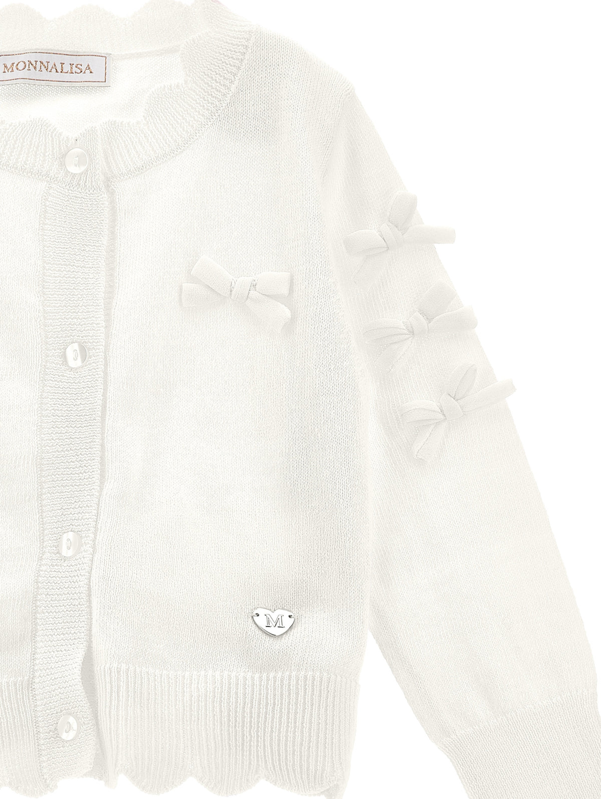 Cardigan bambina Monnalisa panna in misto cotone e lana | ViaMonte Shop