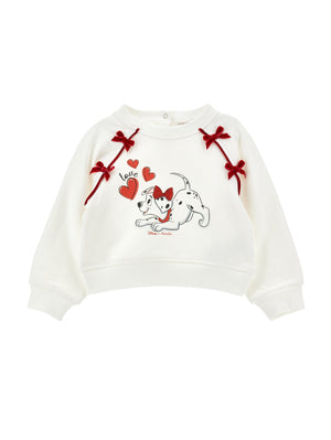 Felpa bambina Monnalisa panna/rubino in cotone