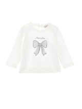 T-shirt neonata Monnalisa panna in cotone