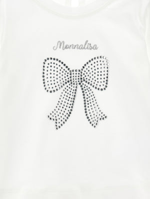T-shirt neonata Monnalisa panna in cotone