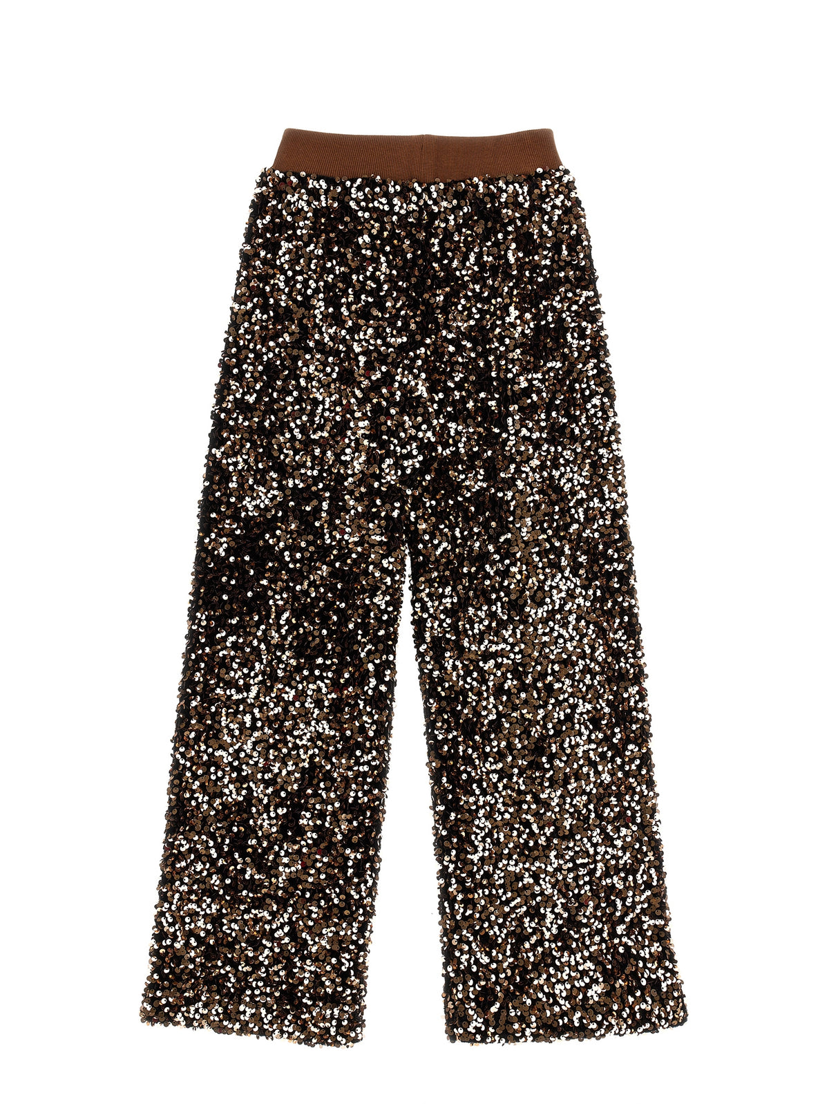 Pantalone bambina Monnalisa marrone in paillettes | ViaMonte Shop