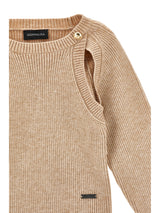 Maglia mini pull bambina Monnalisa beige in misto viscosa
