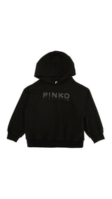 Felpa bambina Pinko nera in cotone | ViaMonte Shop