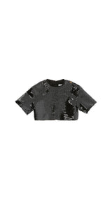 Top bambina Pinko nero in paillettes