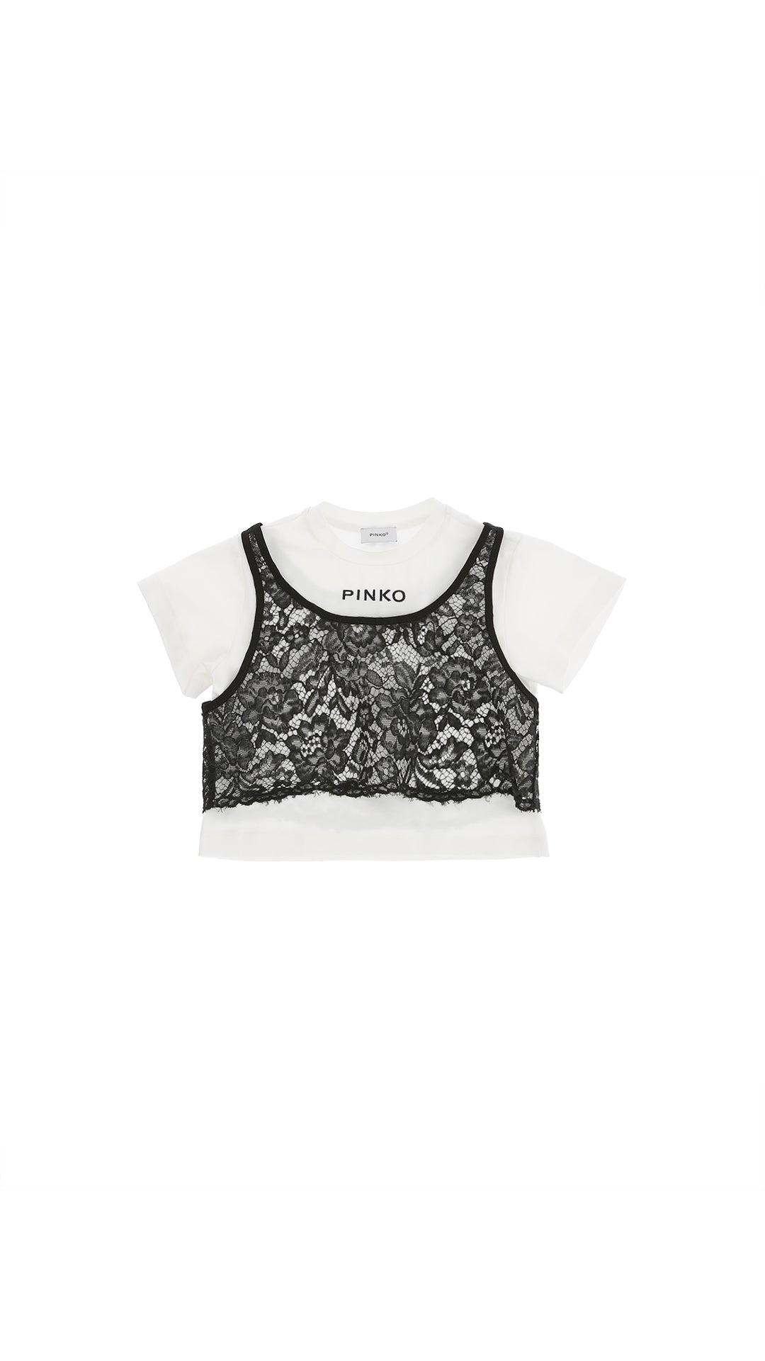 T-hirt con canotta bambina Pinko latte/nera in cotone