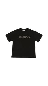 T-shirt bambina Pinko nera in cotone