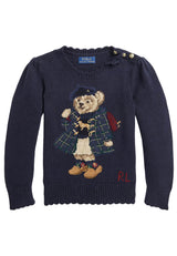 Maglia bambina Ralph Lauren blu in cotone | ViaMonte Shop