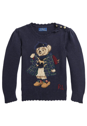 Maglia bambina Ralph Lauren blu in cotone | ViaMonte Shop
