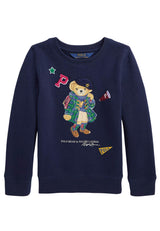 Felpa bambina Ralph Lauren blu in cotone | ViaMonte Shop