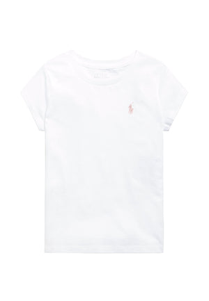 T-shirt bambina Ralph Lauren bianca in jersey di cotone | ViaMonte Shop