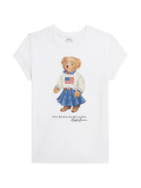 T-shirt bambina Ralph Lauren bianca in jersey di cotone