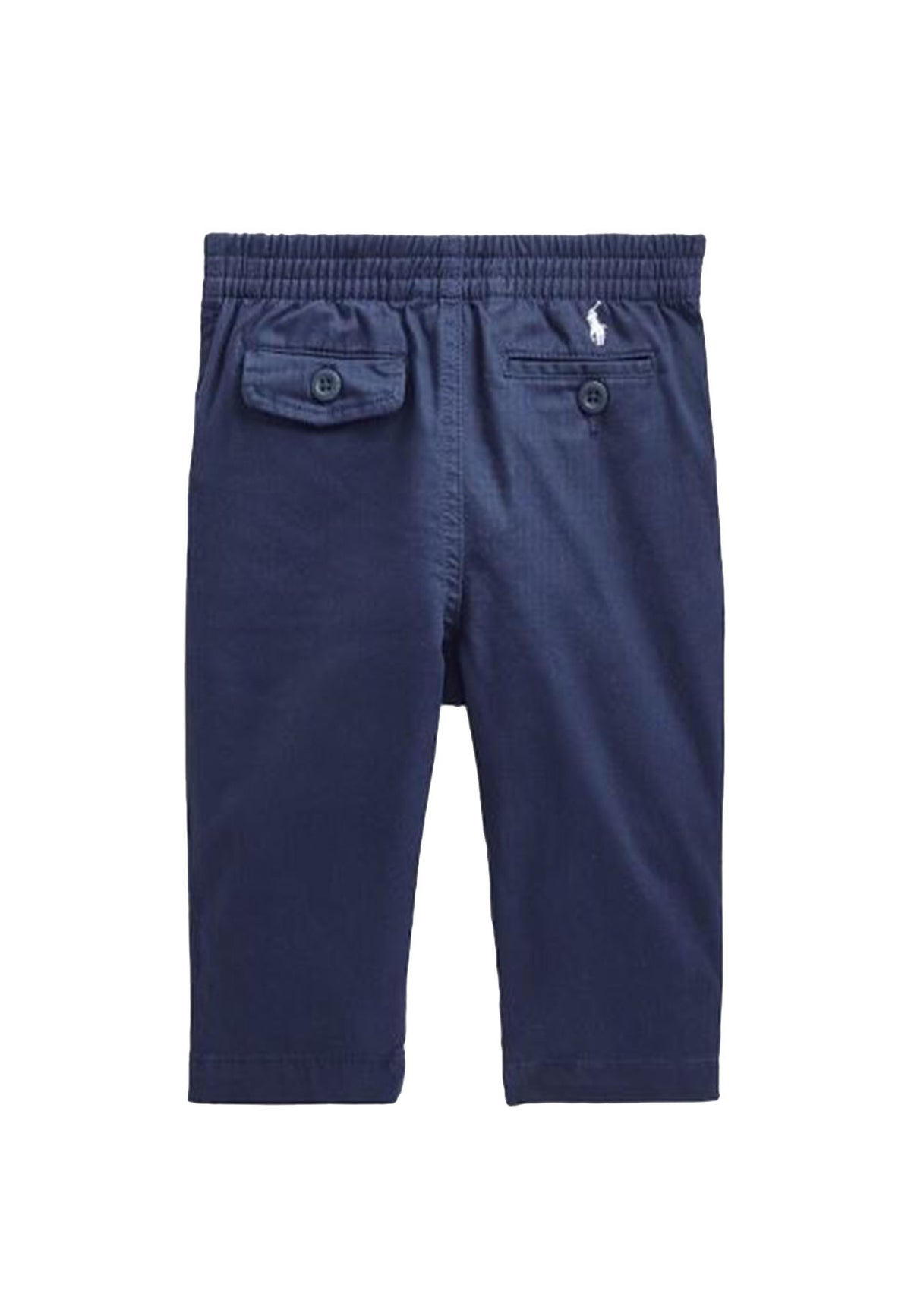 Pantalone neonato Ralph Lauren blu in twill di cotone stretch | ViaMonte Shop