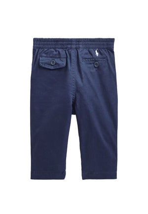 Pantalone neonato Ralph Lauren blu in twill di cotone stretch | ViaMonte Shop