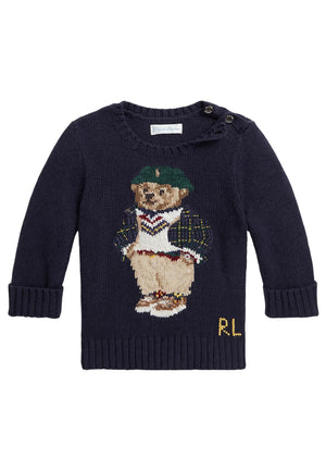 Maglia neonato Ralph Lauren blu in cotone | ViaMonte Shop