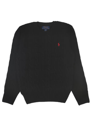 Maglia bambino Ralph Lauren nera in misto cashmere