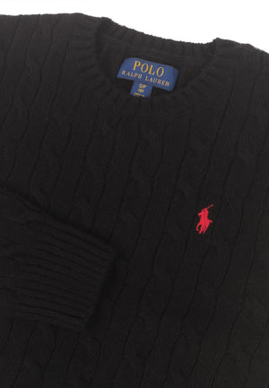 Maglia bambino Ralph Lauren nera in misto cashmere