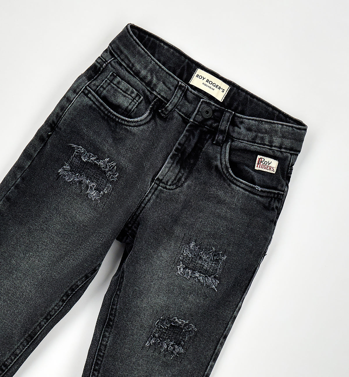 Jeans bambino Roy Rogers nero in denim di cotone | ViaMonte Shop