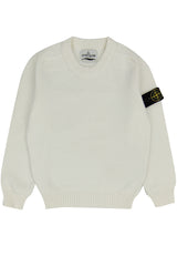 Maglia bambino Stone Island bianca in misto cotone | ViaMonte Shop