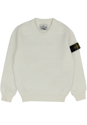 Maglia bambino Stone Island bianca in misto cotone | ViaMonte Shop