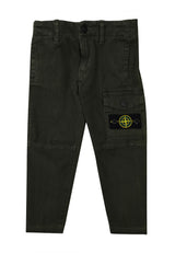 Pantalone bambino Stone Island verde in cotone stretch