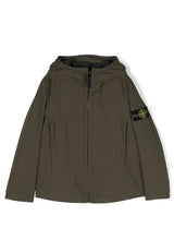 Giubbino bambino Stone Island verde in tessuto tecnico
