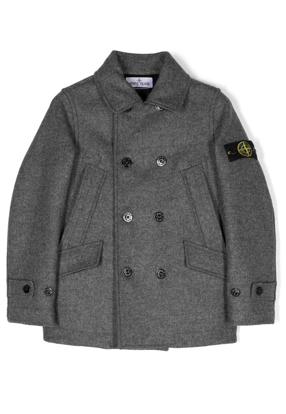 Cappotto bambino Stone Island grigio in lana | ViaMonte Shop