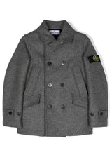Cappotto bambino Stone Island grigio in lana | ViaMonte Shop