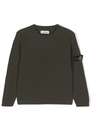 Maglia bambino Stone Island verde in lana vergine | ViaMonte Shop