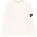 Maglia dolcevita bambino Stone Island bianca in lana vergine | ViaMonte Shop