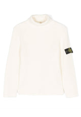 Maglia dolcevita bambino Stone Island bianca in lana vergine | ViaMonte Shop