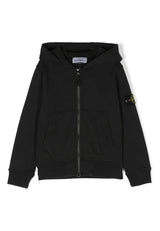 Felpa bambino Stone Island nera in cotone