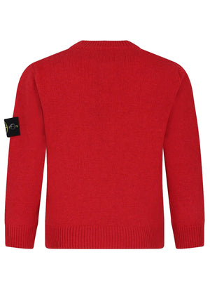 Maglia bambino Stone Island rossa in lana | ViaMonte Shop