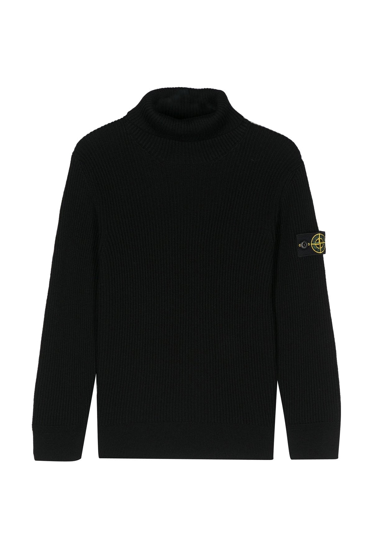 Maglia dolcevita bambino Stone Island nera in lana | ViaMonte Shop