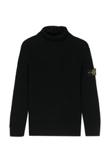 Maglia dolcevita bambino Stone Island nera in lana | ViaMonte Shop
