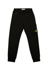 Pantalone bambino Stone Island nero in felpa di cotone
